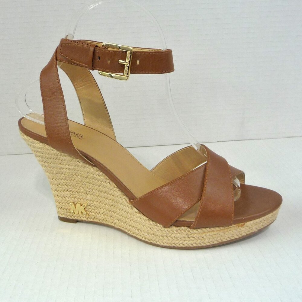 MICHAEL KORS LEATHER ESPADRILLE WEDGE 8.5 - Picture 4 of 14